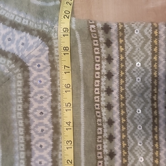 Old Navy women's xl perfect fit green turtle neck striped sweater soft and cozy - Picture 6 of 8